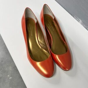 Orange Iridescent Kitten Heels